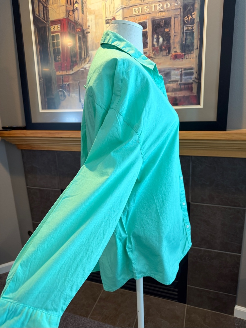 NWT Bright Mint boyfriend Button-Up Shirt - Picture 3 of 9